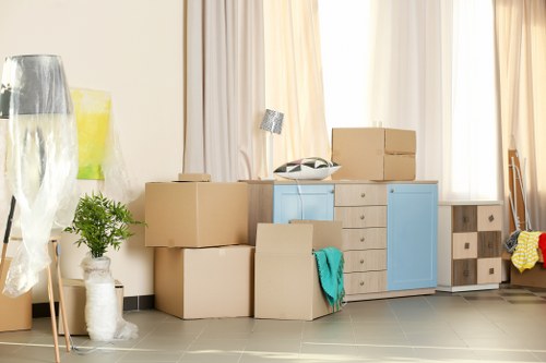 Professional packing supplies and organized boxes for a Bellingham home move