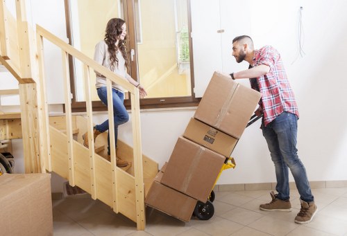 Local removals vehicle loading furniture for an office move in Bellingham